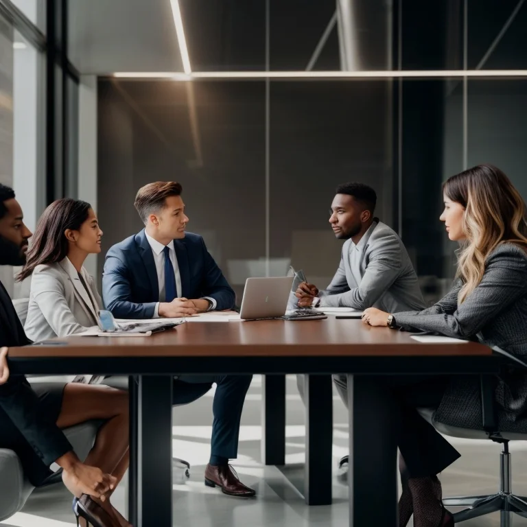 Leader practicing negotiation roleplay in boardroom